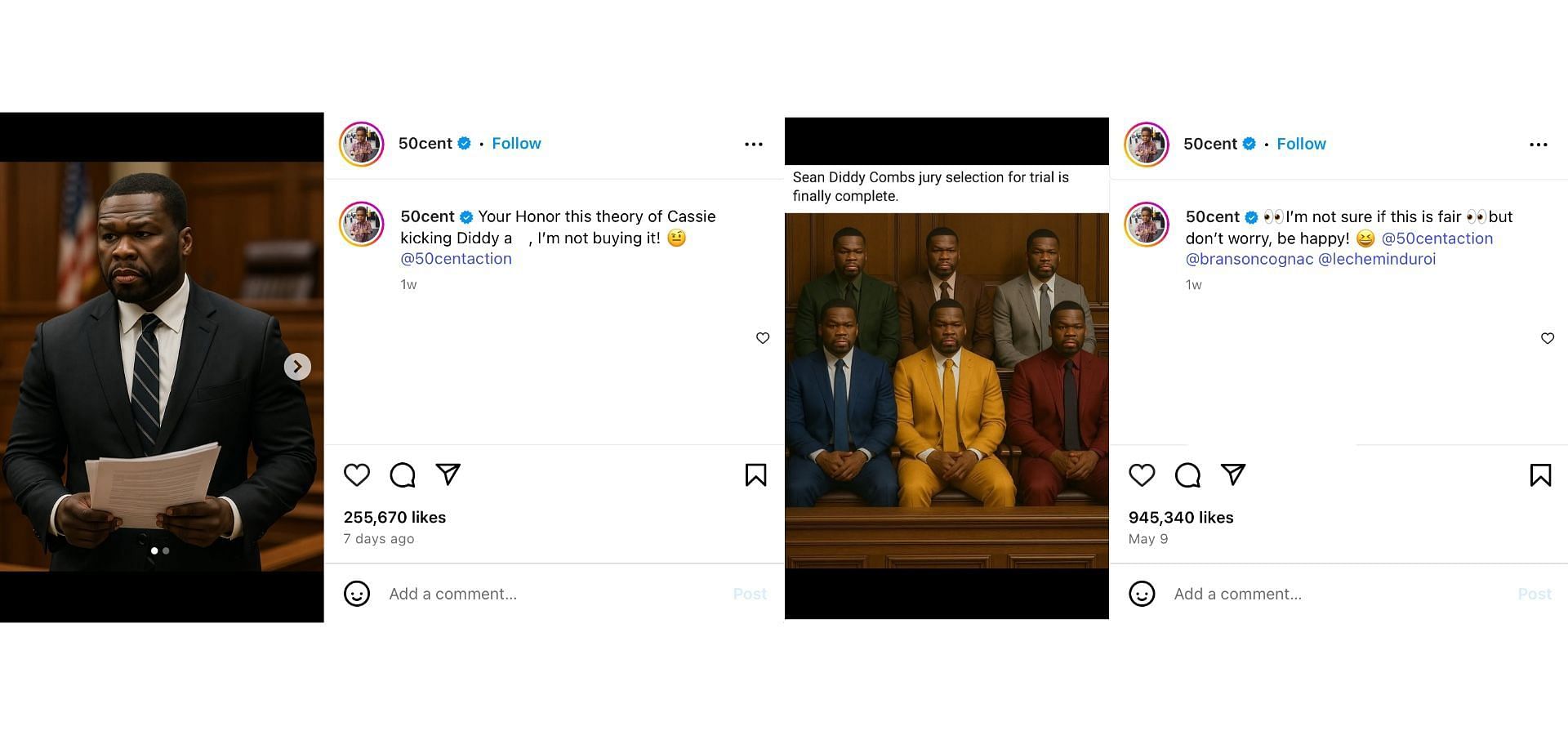 50 Cent's posts (Image via Instagram/ @50cent)